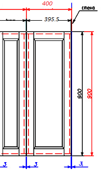 расчет размеров кухонного фасада, если с двух сторон к корпусу что-то примыкает